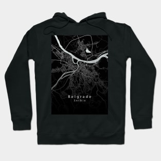 Belgrade Serbia City Map dark Hoodie